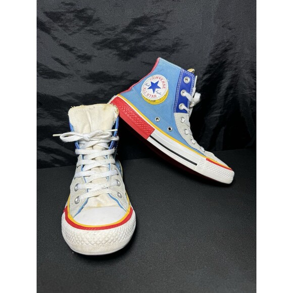 Converse Chuck Taylor All Star High Double Logo Blue Men 5 Women 7 Shoes - Picture 1 of 10